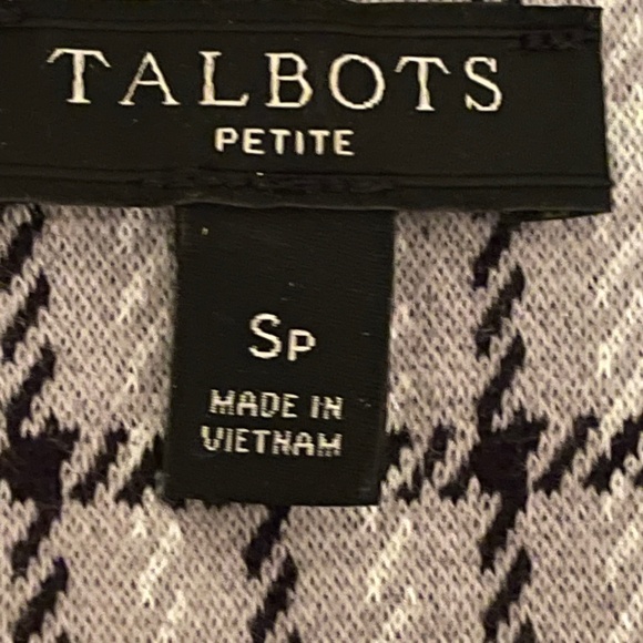 Talbots Black and Gray Houndstooth Plaid Top with SP - Picture 5 of 6